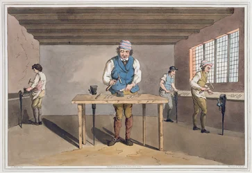 Sheffield Cutler, z ‚Costume of Yorkshire‘ vyrytý Robertem Havellem (1769-1832), 1814